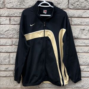 Vintage Nike Label - "Swoosh" Zippered (XL) Warm-Up Jacket BLANK & TAN